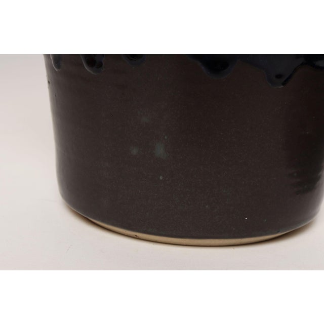 Vintage Matte Brown and Slate Glaze Ceramic Planter With Stand by Deanna Nichols For Sale - Image 10 of 18