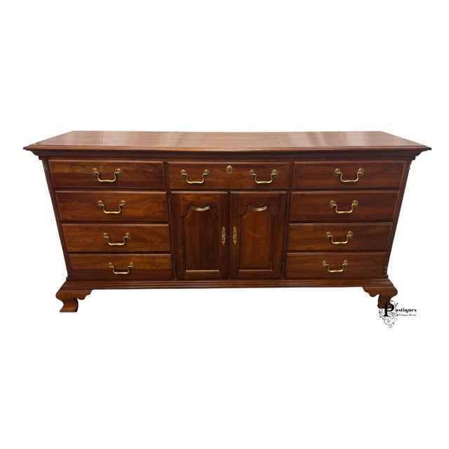 Vintage Chippendale Style Triple Dresser & Mirror by Jamestown Sterling featuring High Quality Mahogany Construction,...