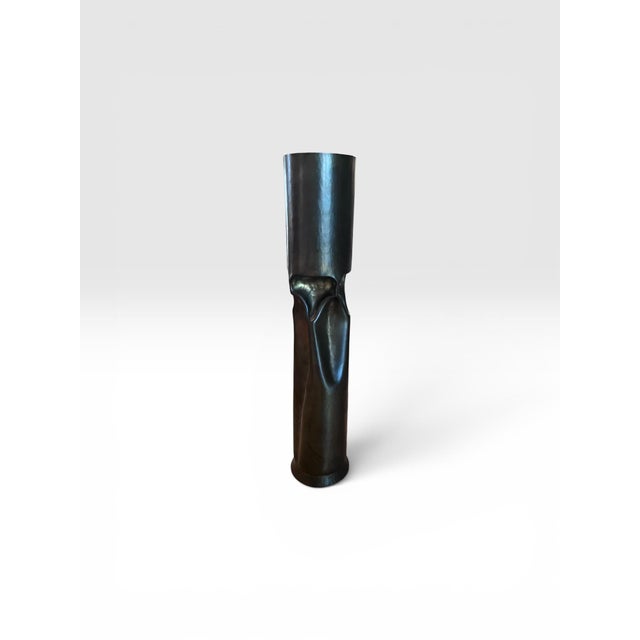 Bronze 1970s Pair of Mid-Century Brutalist Patinated Bronze Sculptural Candleholders For Sale - Image 8 of 11