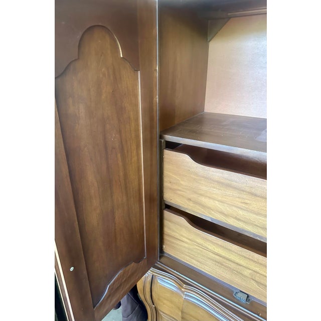 Vintage French Provincial Solid Wood Armoire For Sale - Image 9 of 11