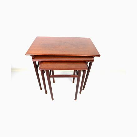 Brown Teak Nesting Tables, Denmark, 1960s, Set of 3 For Sale - Image 8 of 8