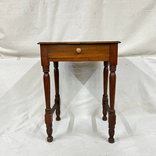 Brown Early 1800s One Drawer Primitive Cherry Work Table For Sale - Image 8 of 8