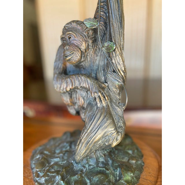 "Mr. Clyde": A Bronze Gorilla Hanging From a Tree Sculpture by Artist Carl Wagner For Sale - Image 4 of 9