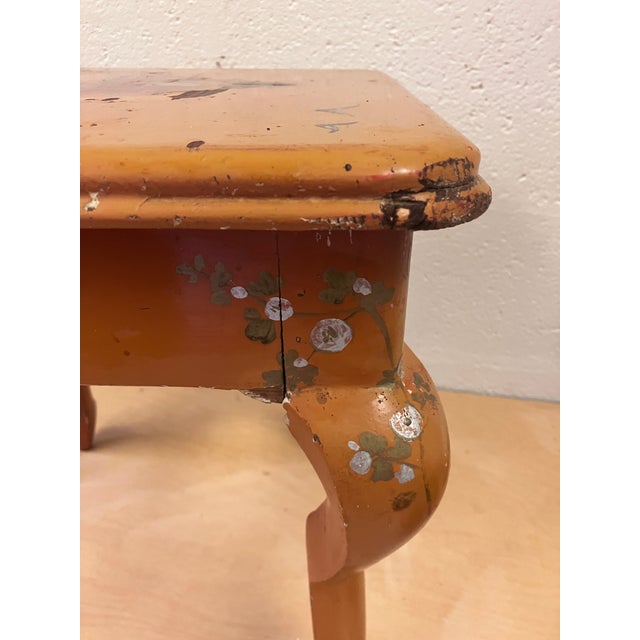 Orange 1950s Japanese Lacquer Painted Stool or Small Table For Sale - Image 8 of 10