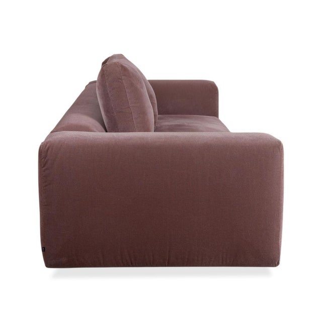 Corduroy Fabric Moss Three-Seater Sofa in Pink Mauve from COR For Sale - Image 5 of 8