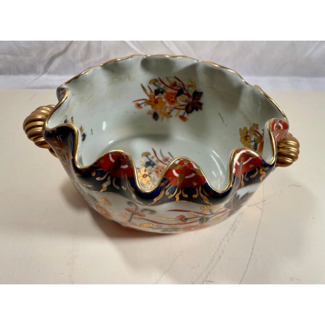 Blue 19th Century English Mason’s Ironstone Imari Style Deep Blue Bowl With Gilt Flower Decoration. For Sale - Image 8 of 13