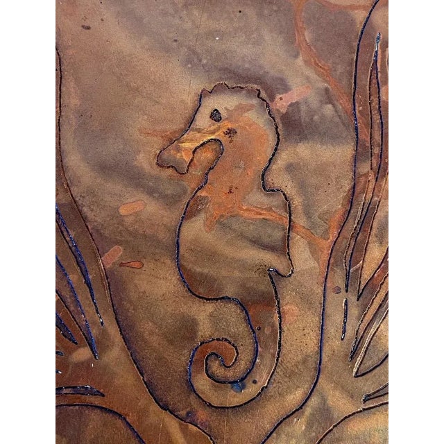 1940s Arts & Crafts Sea Horses & Kelp Copper Tray For Sale In Los Angeles - Image 6 of 9