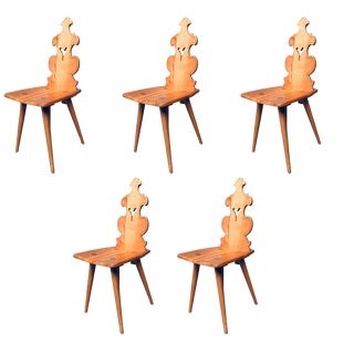 Mid-Century Brutalist Tiroler Chair Set, 1960s, Poland, Set of 5 For Sale
