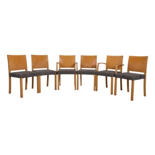 Fabric and Wood Chairs from Thonet, Set of 6 For Sale