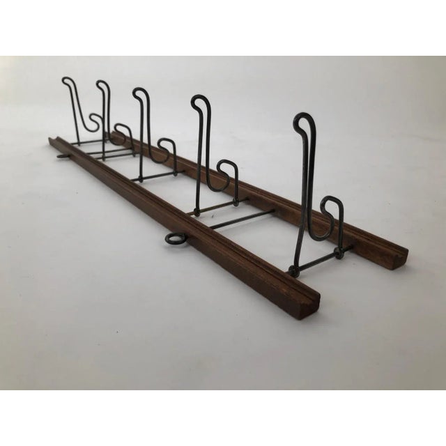 Metal Folding Coat Rack in Walnut and Bent Metal, 1900s For Sale - Image 7 of 9