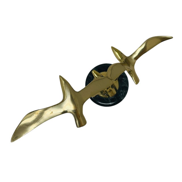 Mid-Century Modern Brass and Marble "Birds in Flight" Table Sculpture, Attributed to C. Jeré For Sale - Image 11 of 12