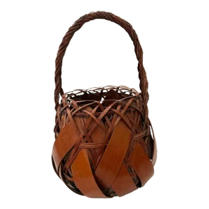 Antique Japanese Woven Bamboo Ikebana Basket
