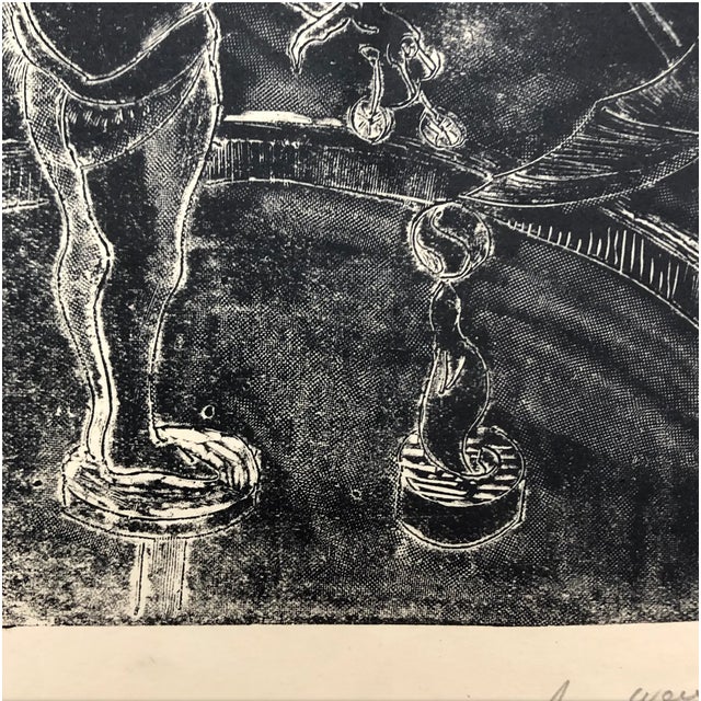 Mid-Century Modern 1950s Circus Mid Century Linocut For Sale - Image 3 of 5