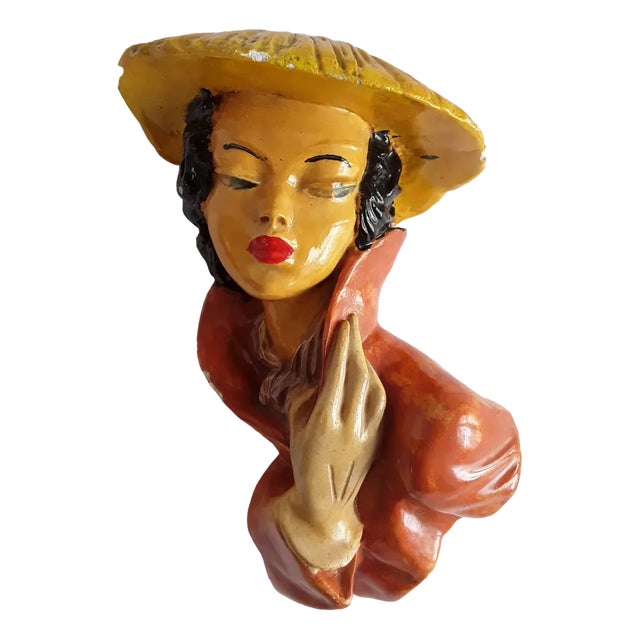 Vintage Womens Bust in Colored Glazed Ceramic by Studio MG, 1960s For Sale