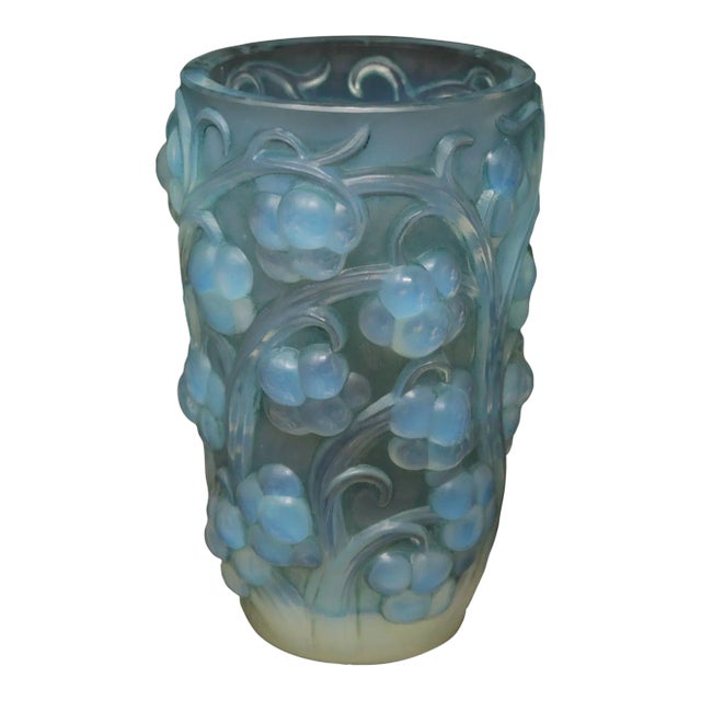 Rene Lalique Opalescent Glass 'Raisins' Vase For Sale