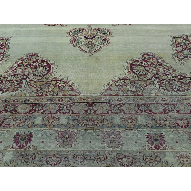 Late 19th Century Antique Lavar Kerman Ivory Medallion Rug For Sale - Image 10 of 13