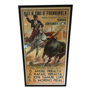 Vintage Barcelona Bullfight Laminograf From Plaza De Toros De Fuengirola Poster For Sale