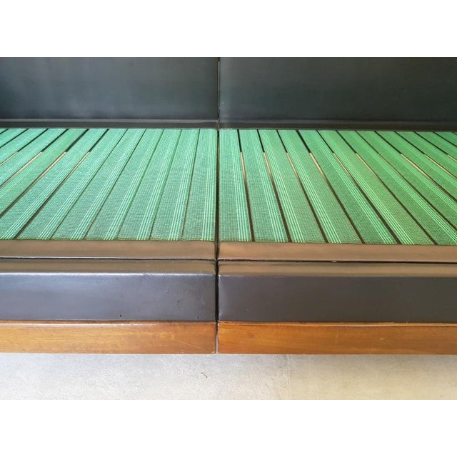 Set of Modular Mod. 920 Sofas in Black Leather and Walnut by Afra & Tobia Scarpa for Cassina, 1967 For Sale - Image 18 of 18