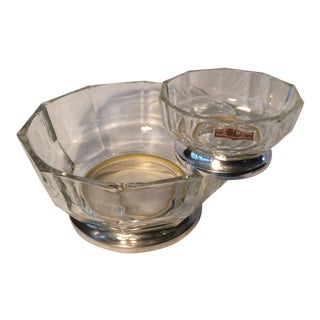 Italian Crystal Chip and Dip Bowls With Silver Plated Bases-Set of 2 by Gsa For Sale