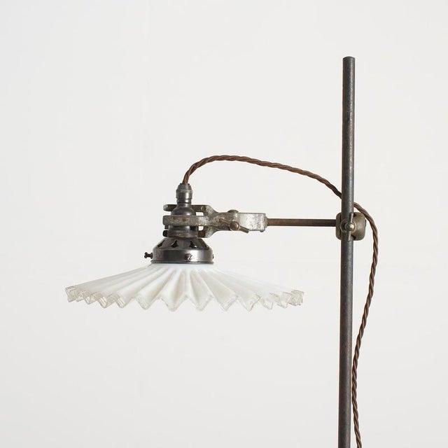 antique french coolie lab stand desk lamp – b a french metal laboratory stand with a cast metal base and steel upright....