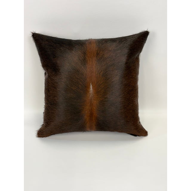 Contemporary Reversible 18” X 18” Premium Brazilian Watusi Cowhide Pillow Cover – Sculptural Spine Composition - Handcrafted by Pablo Sota Designs. For Sale - Image 3 of 10