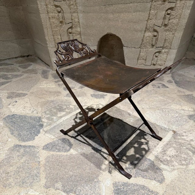 1920s Neoclassical Antique Cast Iron Vanity Bench Stool by Oscar Bach For Sale In San Diego - Image 6 of 10