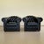 Chesterfield Livingroom Set in Black Genuine Leather, Set of 3 For Sale - Image 6 of 9