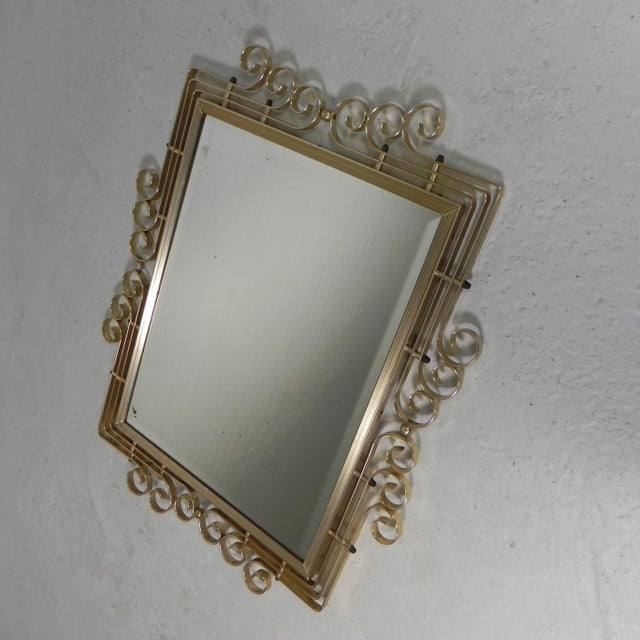 Vintage Faceted Mirror in Aluminum Frame, 1950s For Sale - Image 10 of 14