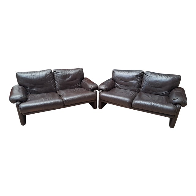Coronado Sofas in Leather by Afra & Tobia Scarpa for B&B Italia, 1970s, Set of 2 For Sale