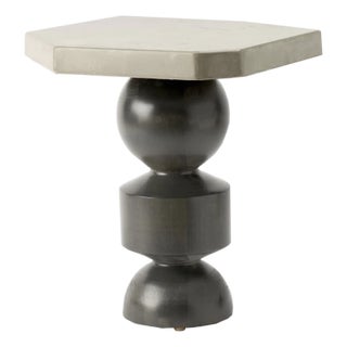 Dorothy Sculptural Concrete and Maple Side Table For Sale