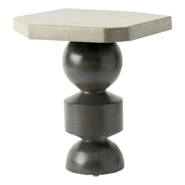 Dorothy Sculptural Concrete and Maple Side Table For Sale
