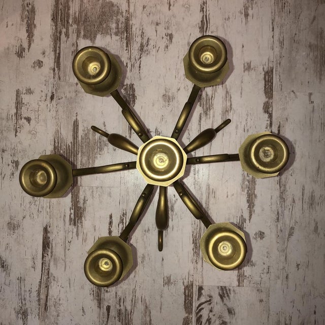 Large Antique Brass Candleholder For Sale - Image 14 of 16