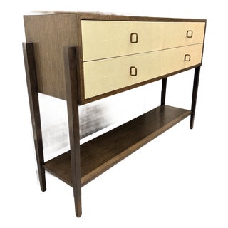 Arteriors Nora Console — Eucalyptus, Ivory Leather & Brass For Sale