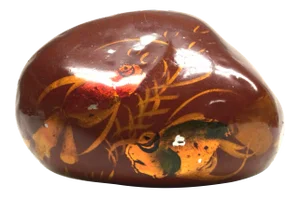 Vintage Artisan Hand Painted Fish Over Stone Paperweight