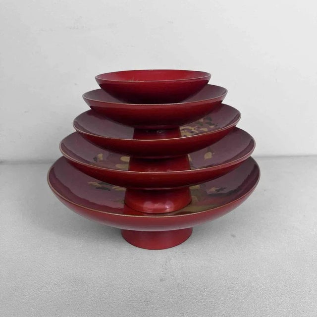 Meiji Period Sakazuki Maki-e 蒔絵 Lacquerware, Japan, 1890s, Set of 5 For Sale - Image 4 of 11