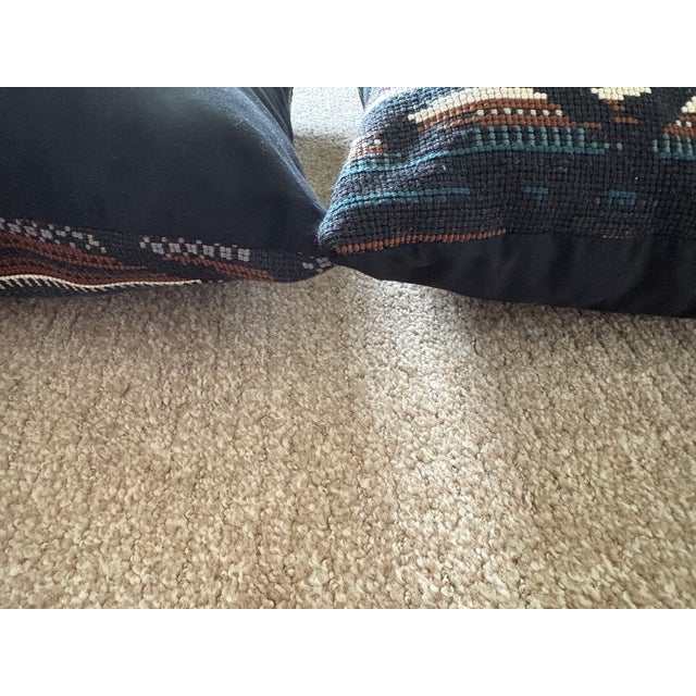 Abstract Pair of Designer-Style Woven Throw Pillows For Sale - Image 3 of 4