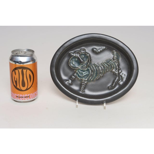 Charcoal Vintage Matte Brown Ceramic "Tiger" Plaque by David Gil for Bennington Potters For Sale - Image 8 of 13