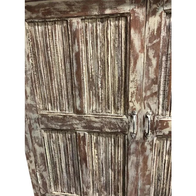 1920s 1920s Vintage Armoire Limewash Patina Modern Farmhouse Credenza Cabinet 52 For Sale - Image 5 of 7