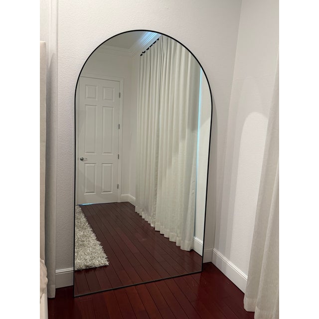 Contemporary Renwil Arched Floor Mirror – Black Iron Frame – Architectural Modern For Sale - Image 3 of 3