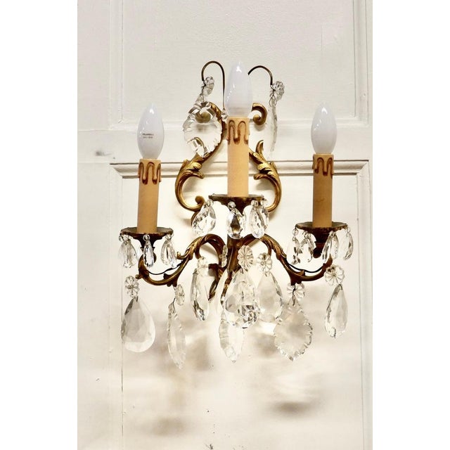 French Triple Wall Lights, 1920, Set of 2 For Sale - Image 3 of 12