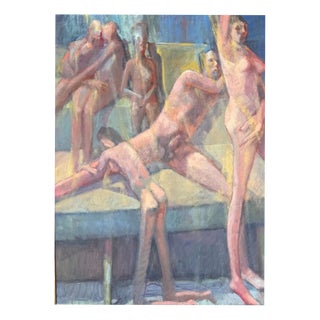Nude, Figure Group Bathing, 2003, Oil Painting on Canvas For Sale