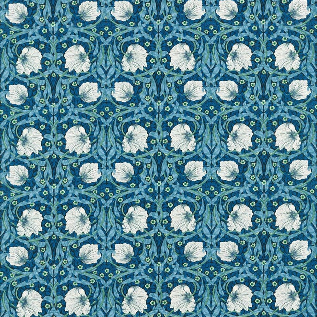 Morris & Co Pimpernel Fabric in Midnight/Opal - a Sample For Sale