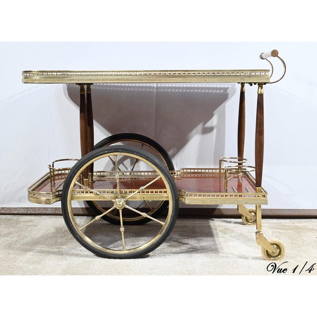 1970s Vintage Bar Table in Mahogany and Brass, 1970 For Sale - Image 5 of 18