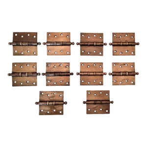 Set of 10 1920s McKinney Antique Brass 4in Door Hinges