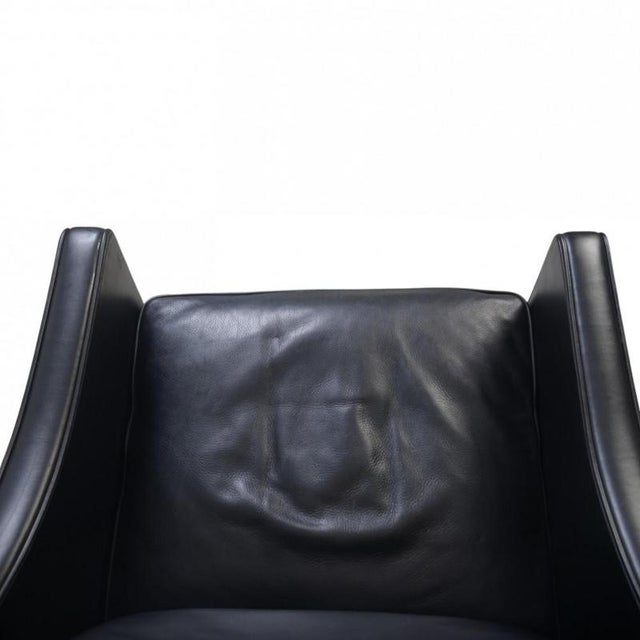 Animal Skin Model 2204 Wingchair in Black Leather by Børge Mogensen, 1990s For Sale - Image 7 of 18