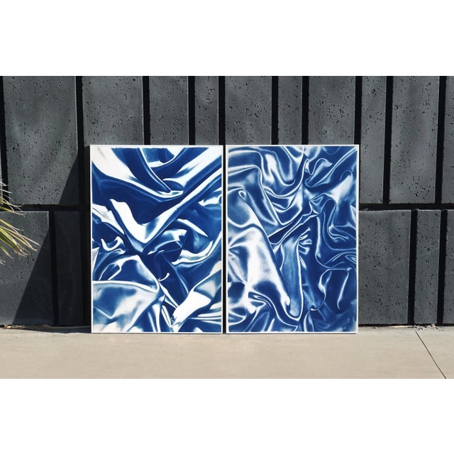 Late Night Adventurous Duo (Of Silks), Classic Blue Handprinted Cyanotype on Watercolor Paper, Limited Edition For Sale - Image 4 of 12