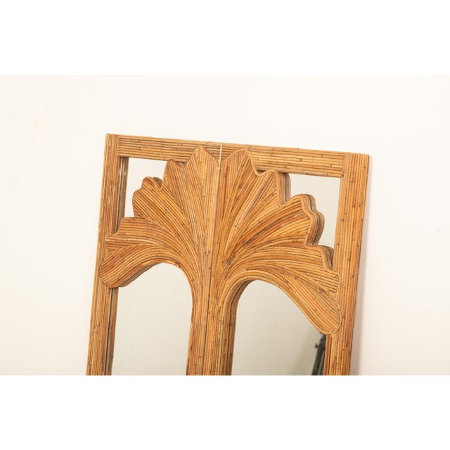 Wood The Ginkgo Leaner Pencil Reed Rattan Full-Length & Floor Mirror With Brass Hinges For Sale - Image 7 of 8