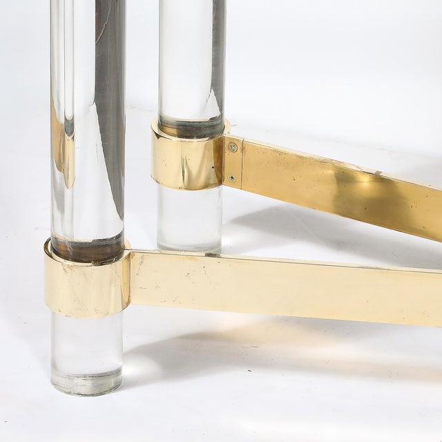 Mid-Century Modern Mid-Century X Form Polished Brass & Lucite Console Table by Karl Springer For Sale - Image 3 of 14