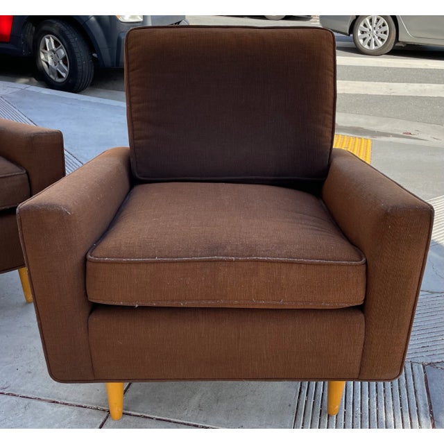 Mid Century Sofa & Two Chairs in Cocoa Brown For Sale - Image 4 of 12