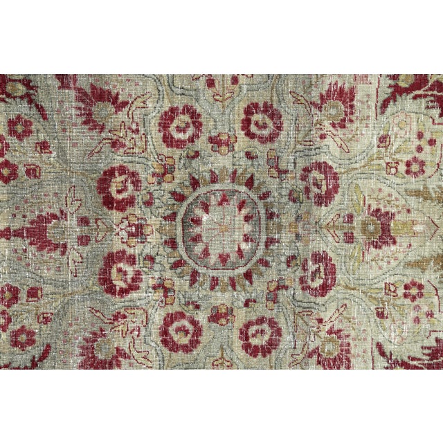 Tribal Authentic Antique Heriz Rug – Red, Beige & Olive Floral Pattern - 8' X 9' 9'' For Sale - Image 3 of 15